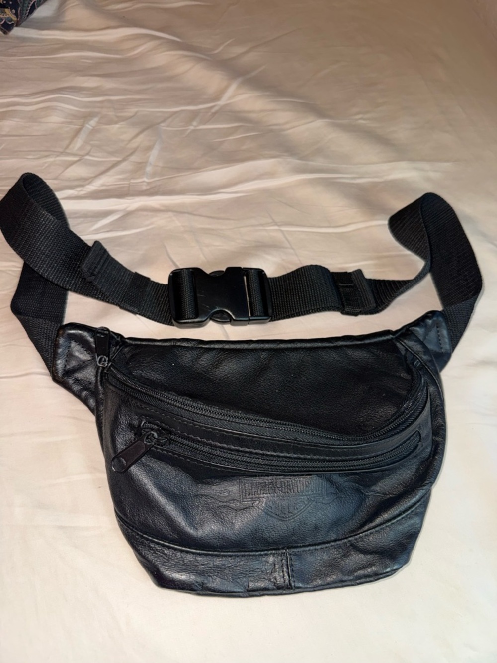 Harley Davidson Black Leather Fanny Pack